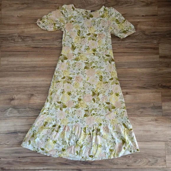 Who What Wear Women's Floral Bishop Sleeve Tie-Back Dress - Picture 3 of 7